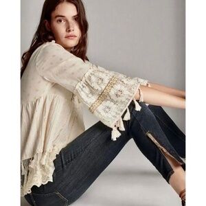 NEW!! Anthropologie PILCRO High Rise Snake Trims Dark Wash Skinny Jeans Size 30